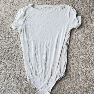 Elodie White Short Sleeve Bodysuit Size Small
